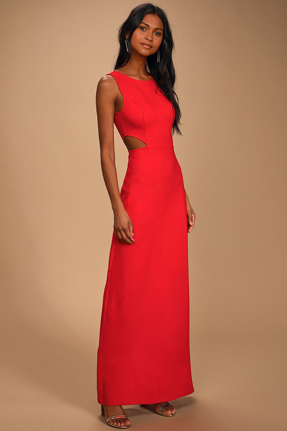 Sexy Red Maxi Dress - Cutout Maxi Dress ...